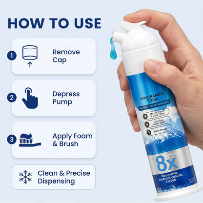 Niacinamide Foaming Whitening Toothpaste 8X - Fresh Breath Stain Removal Gentle Teeth Cleaning 100ml-D